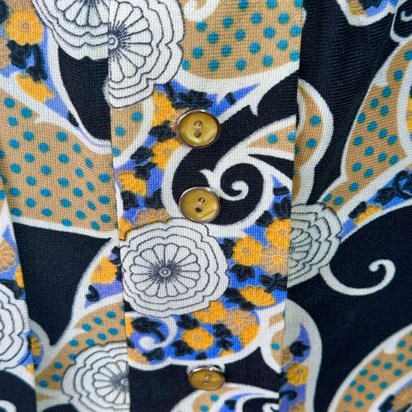 Vintage 80s skirt, black, purple, teal, orange, floral, dots & paisley, 12/14 - Picture 3 of 10